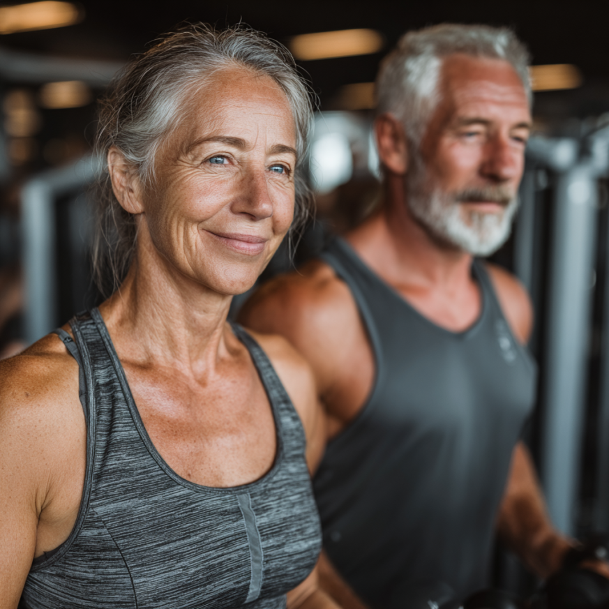 Літня жінка виконує вправи