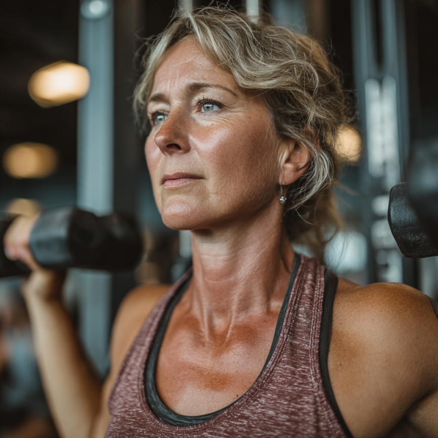 Група літніх людей займається фітнесом